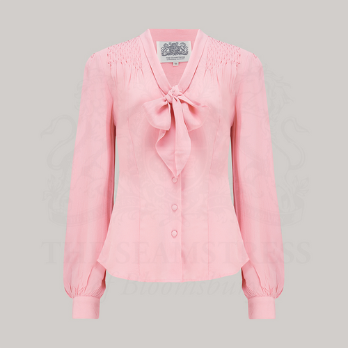 Eva Pussy Bow Blouse in Blossom Pink