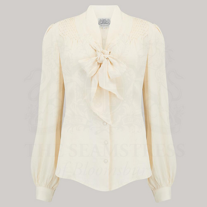 Eva Pussy Bow Blouse in Cream