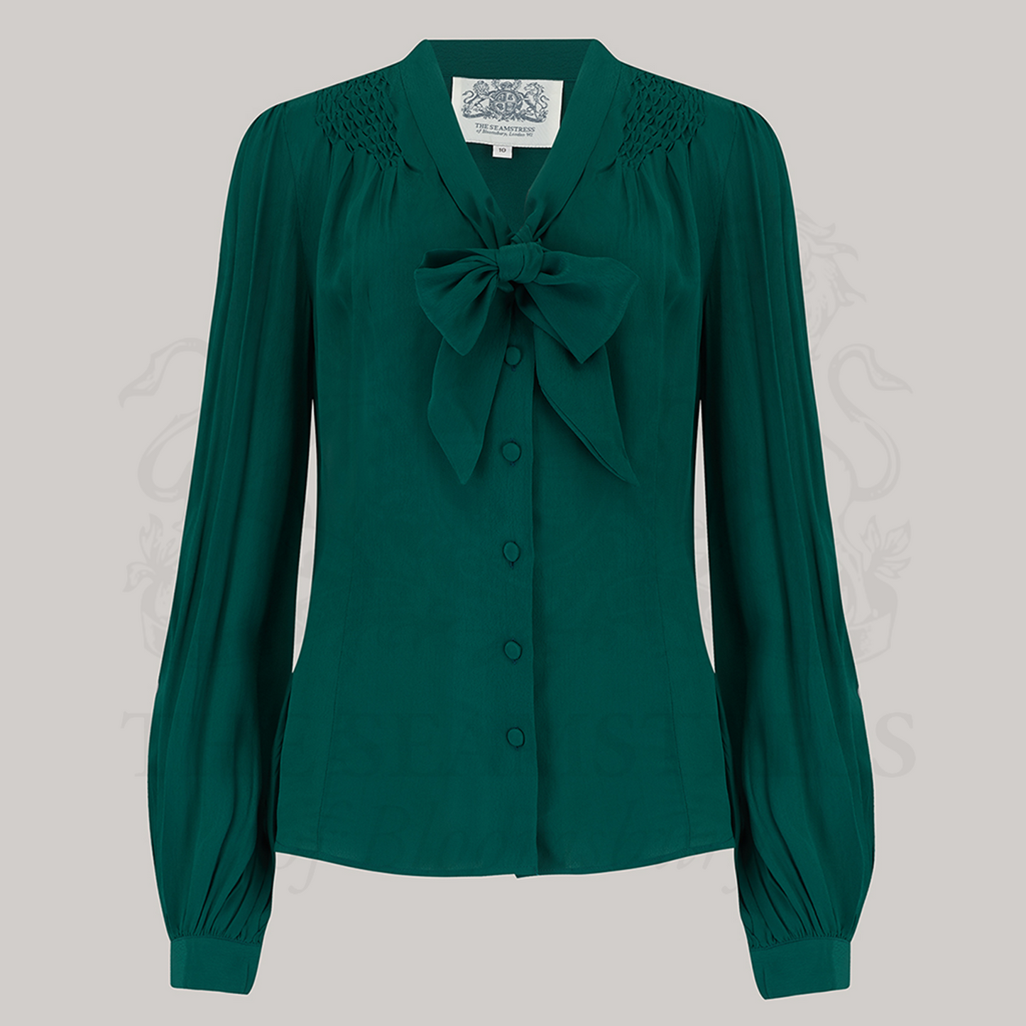Eva Pussy Bow Blouse in Hampton Green