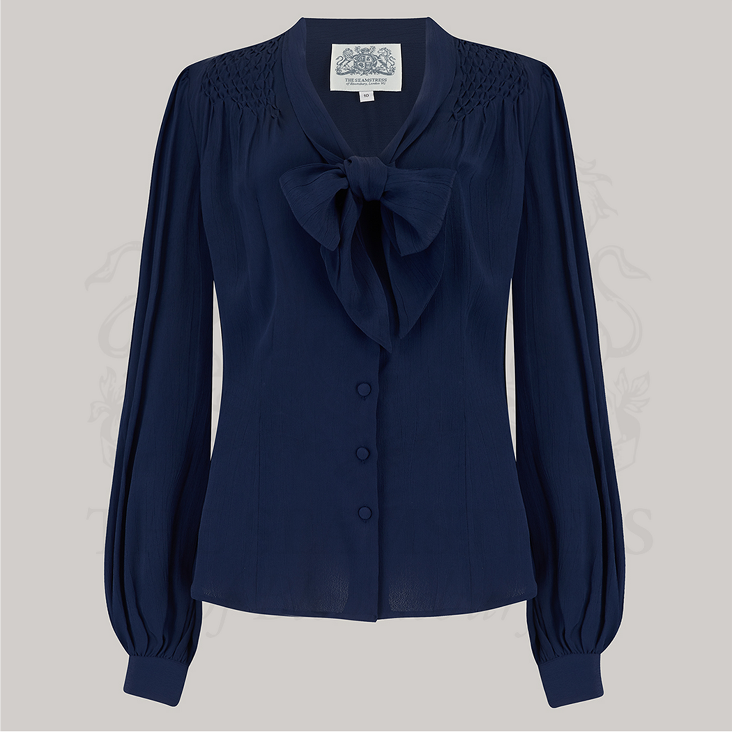 Eva Pussy Bow Blouse in French Navy