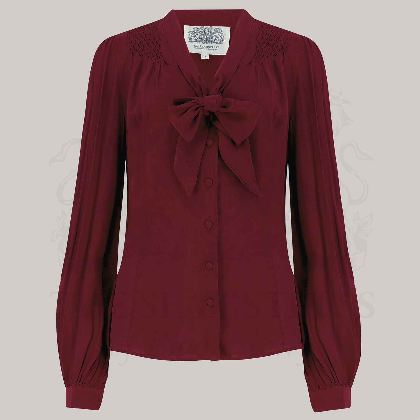 Eva Pussy Bow Blouse in Windsor Wine