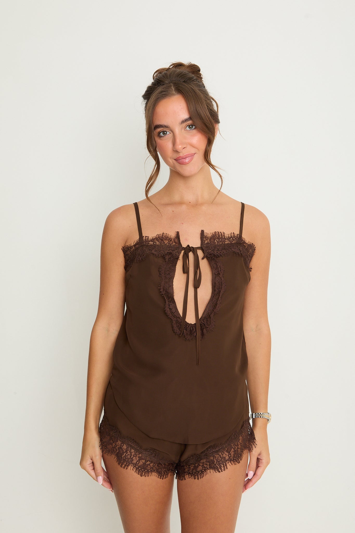 Gigi Lace Top & Choker | Brown