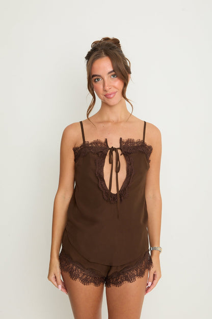 Gigi Lace Top & Choker | Brown