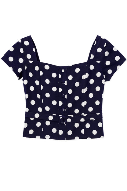 TWEEN FERN PRINTED RETRO BELTED TOP - FINAL SALE