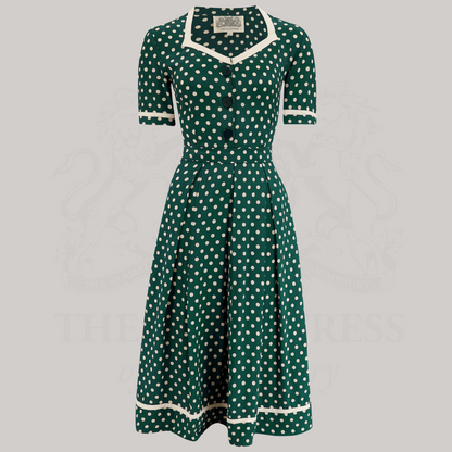 Francoise Dress in Green Polka