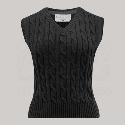 Cable Knit Slipover in Black