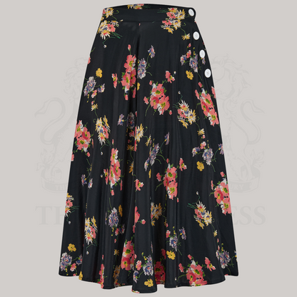Isabelle Skirt in Black Mayflower