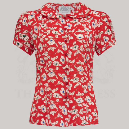 Jive Blouse in Red Pansy