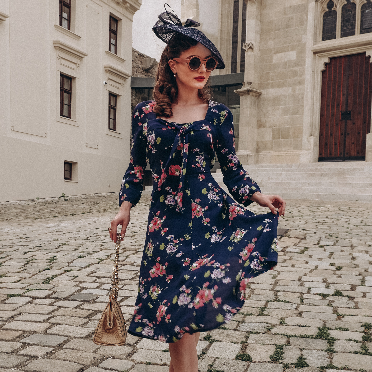 Joyce Dress in Navy Mayflower