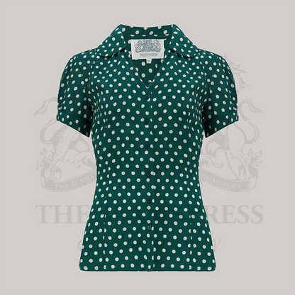 Judy Blouse in Green Polka