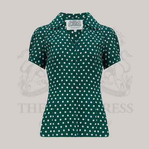 Judy Blouse in Green Polka