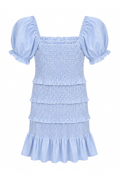 TWEEN LAILA PRINTED SMOCKED PUFF SLEEVE DRESS