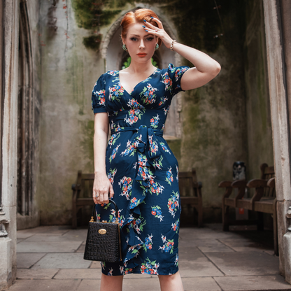 Lilian Dress in Navy Floral Dancer
