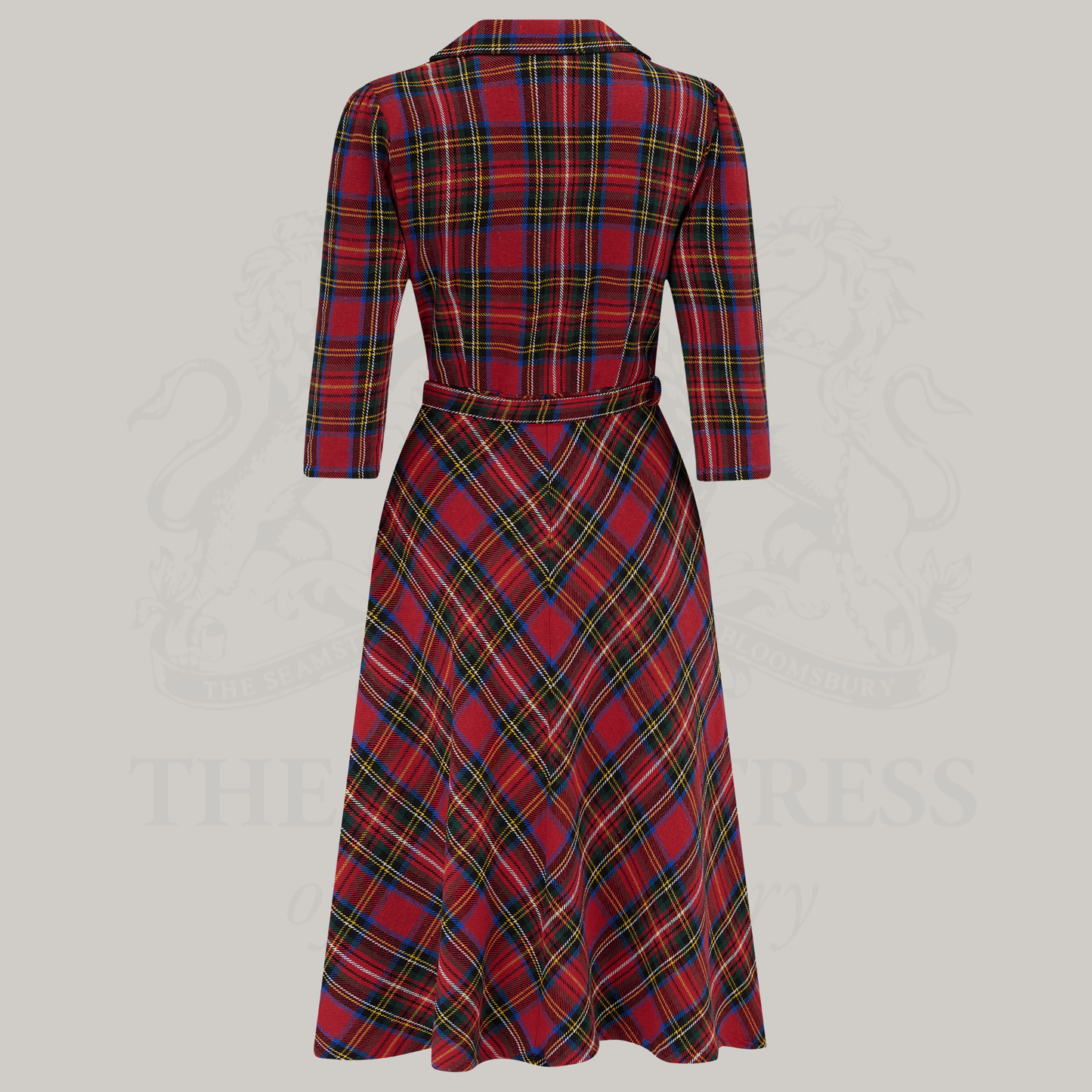 Lisa 3/4 Length Sleeve Dress in Red Plaid Tartan