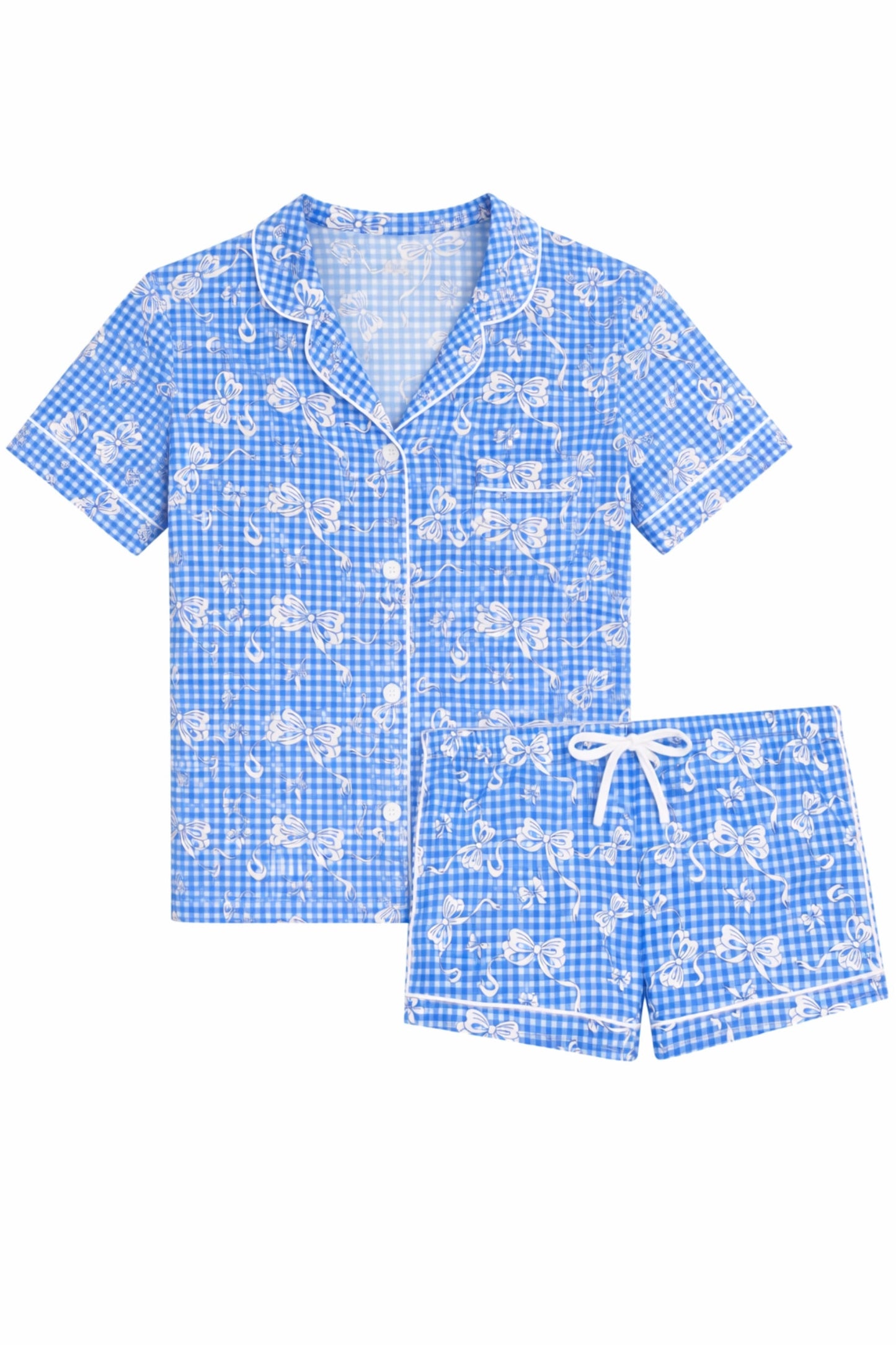 JUNIOR LYNN CAMP GINGHAM BOWS SHORT SET