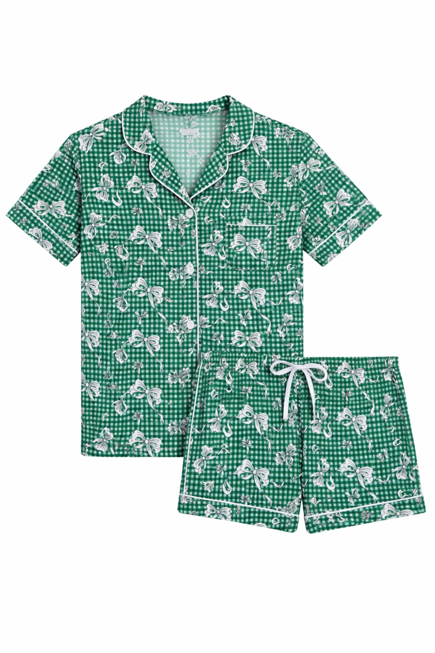 JUNIOR LYNN CAMP GINGHAM BOWS SHORT SET