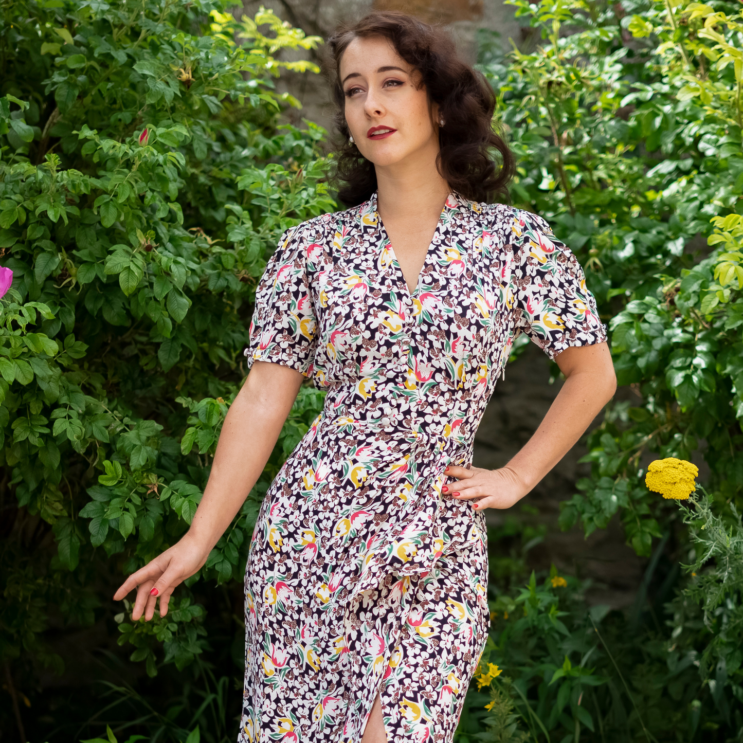 Mabel Waterfall Dress in Tulip Print