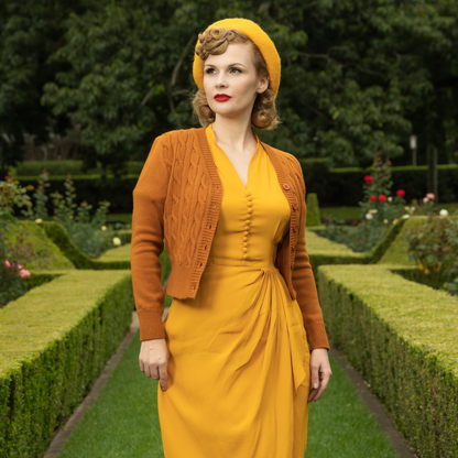 Mabel Waterfall Dress in Mustard