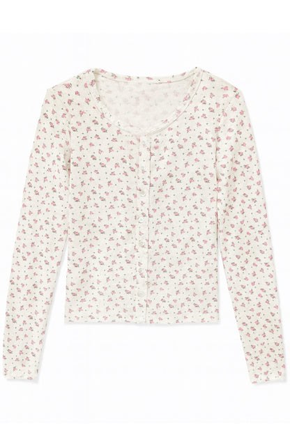 TWEEN MARINA PRINT POINTELLE BUTTONDOWN - FINAL SALE