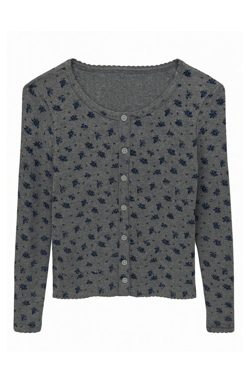 TWEEN MARINA PRINT POINTELLE BUTTONDOWN - FINAL SALE
