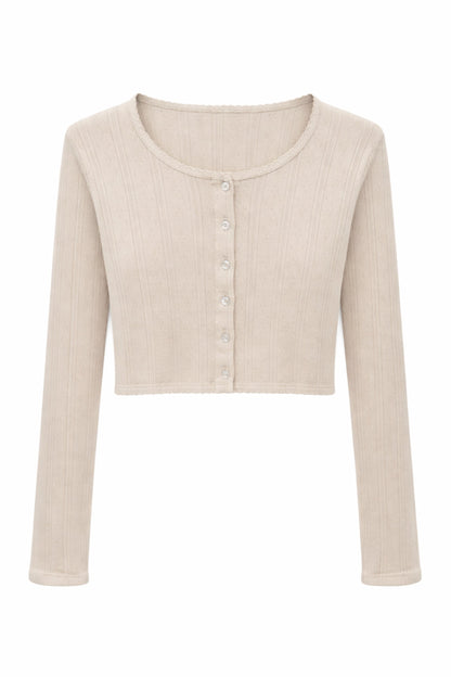 JUNIOR MARINA SOLID POINTELLE CARDIGAN