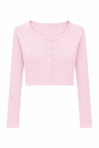 JUNIOR MARINA SOLID POINTELLE CARDIGAN