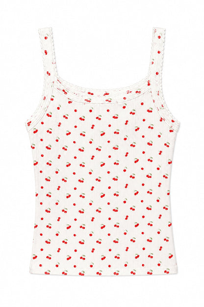 TWEEN MARINA PRINTED POINTELLE TANK TOP