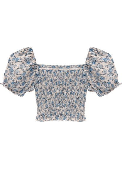 TWEEN MARLEE PRINTED FANCY PUFF SLEEVE TOP - FINAL SALE