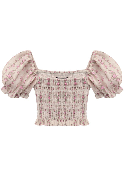 TWEEN MARLEE PRINTED FANCY PUFF SLEEVE TOP - FINAL SALE