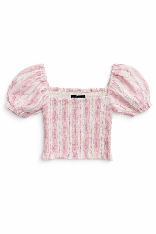 JUNIOR MARLEE PUFF SLEEVE PRINT TOP