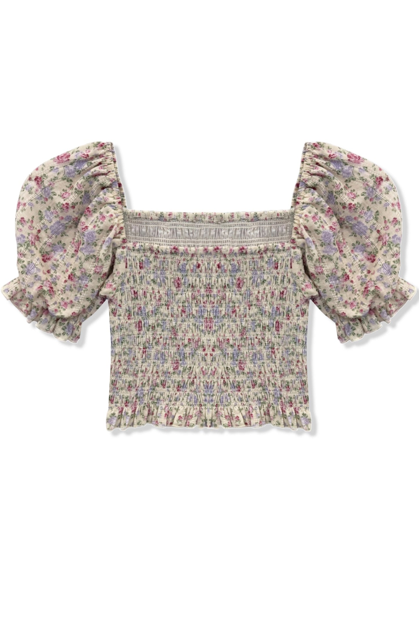 JUNIOR MARLEE PUFF SLEEVE PRINT TOP