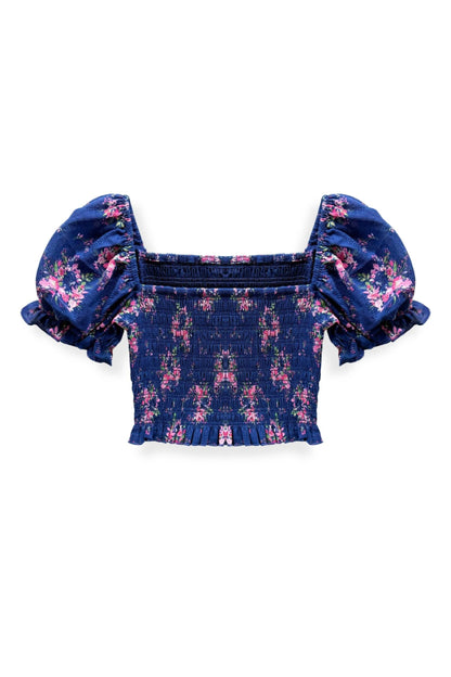 JUNIOR MARLEE PUFF SLEEVE PRINT TOP - FINAL SALE