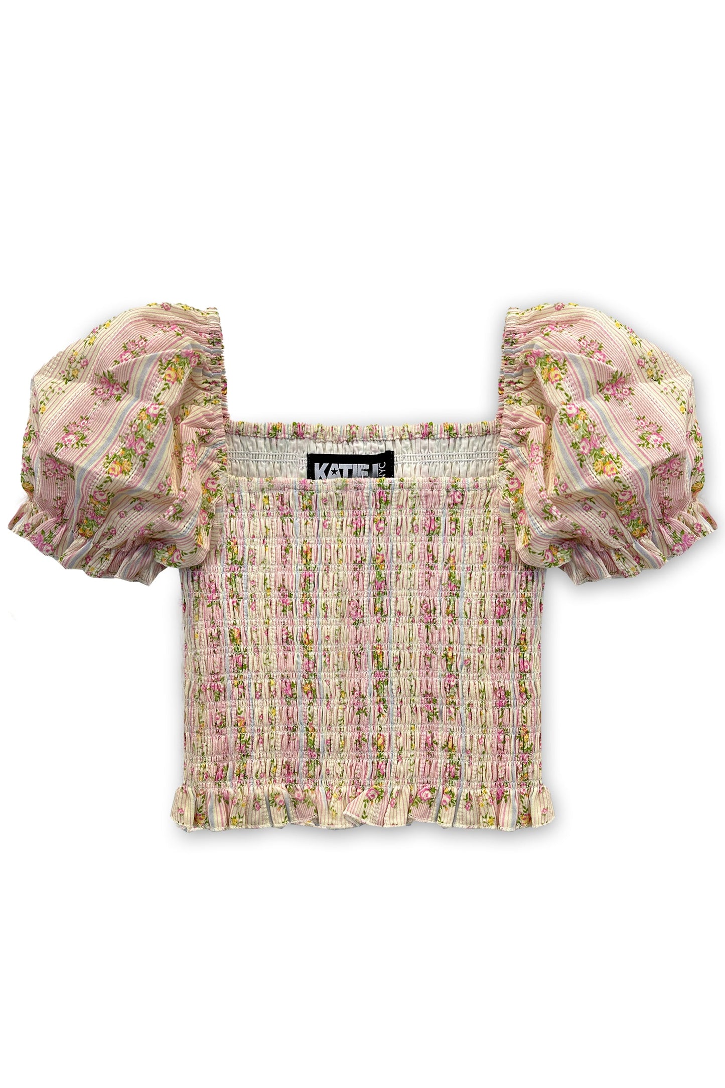 JUNIOR MARLEE PUFF SLEEVE PRINT TOP