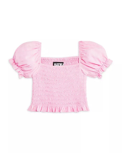 JUNIOR MARLEE PUFF SLEEVE SOLID TOP