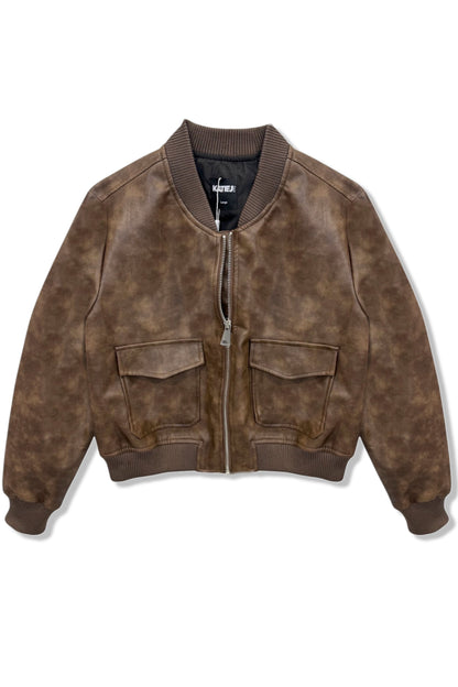TWEEN MAVERICK VEGAN LEATHER BOMBER JACKET