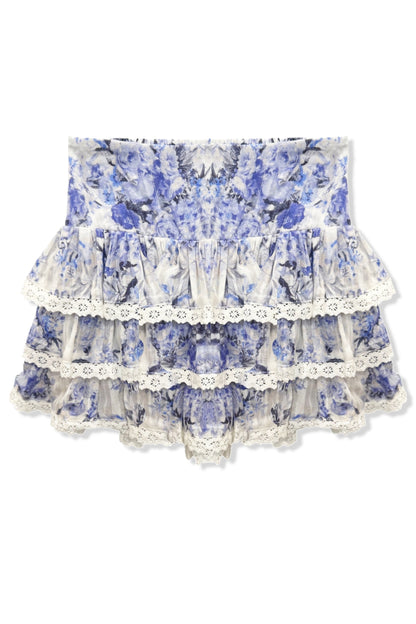 JUNIOR MELODY PRINTED DROP WAIST LACE TRIM SKIRT