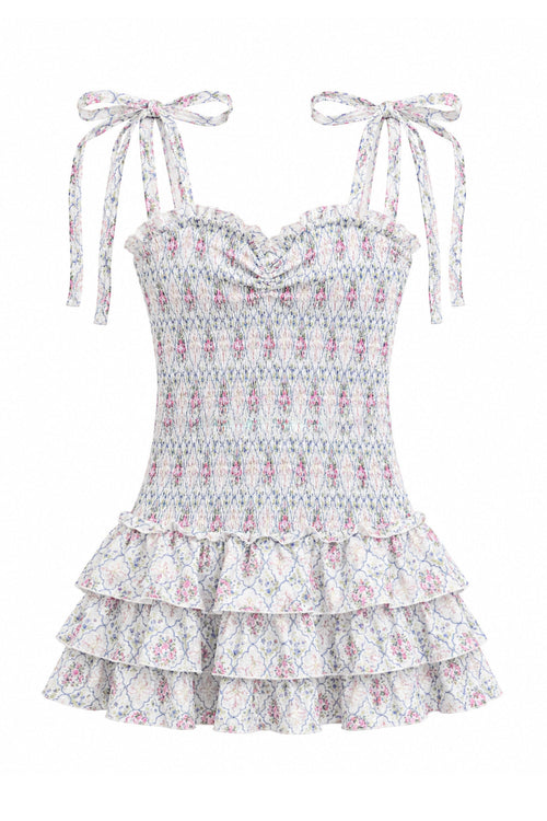TWEEN MERI PRINTED SMOCKED BODY DRESS