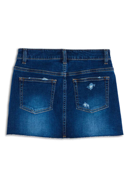 JUNIOR MIAMI DISTRESSED DENIM SKIRT