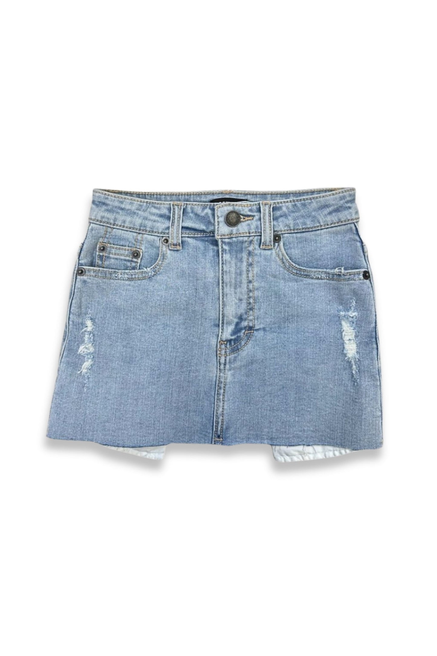 JUNIOR MIAMI DISTRESSED DENIM SKIRT