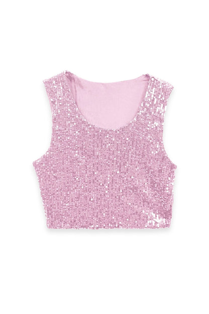 TWEEN MILEY FULL SEQUIN CROP TANK - FINAL SALE
