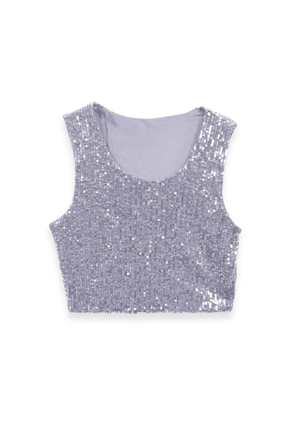 TWEEN MILEY FULL SEQUIN CROP TANK - FINAL SALE