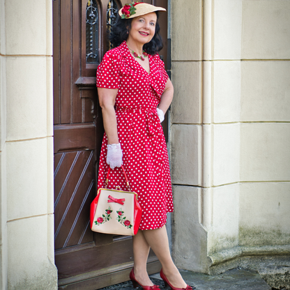 Peggy Wrap Dress in Red Polka