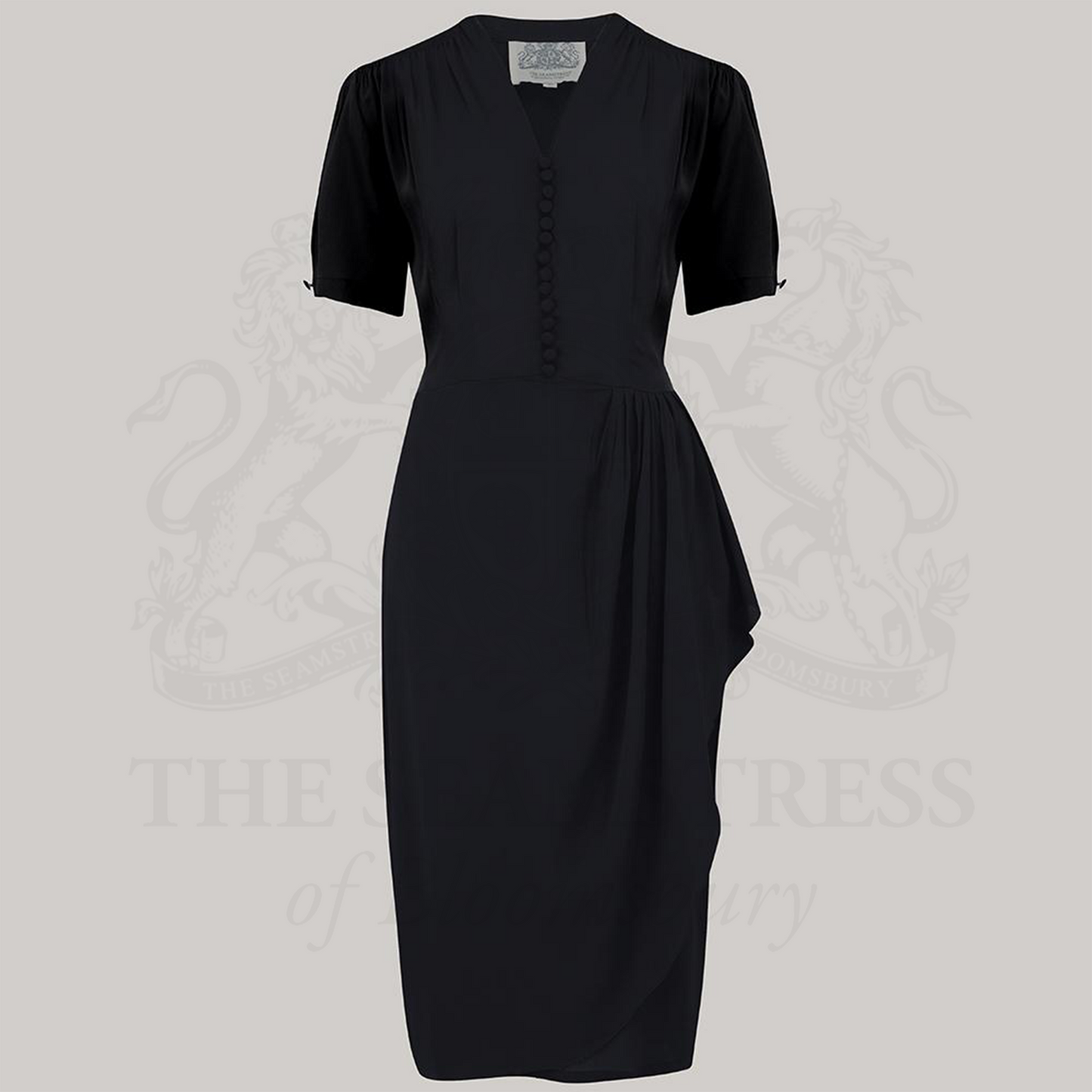 Mabel Waterfall Dress in Liquorice Black