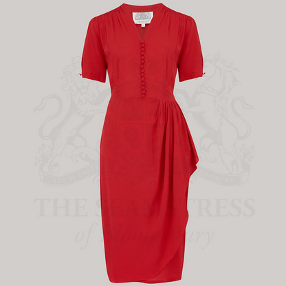 Mabel Waterfall Dress in Lipstick Red