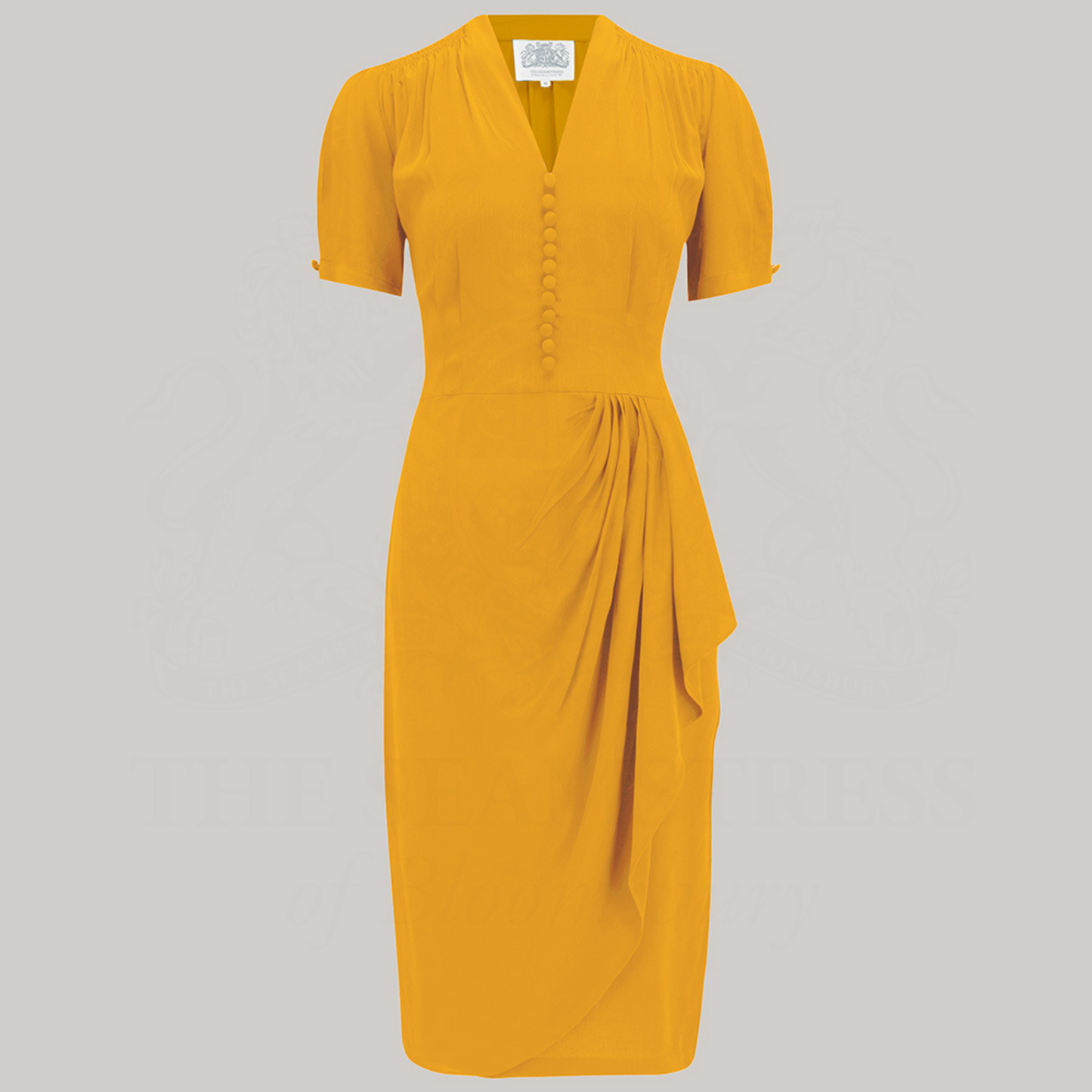 Mabel Waterfall Dress in Mustard