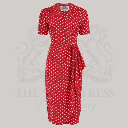 Mabel Waterfall Dress in Red Polka