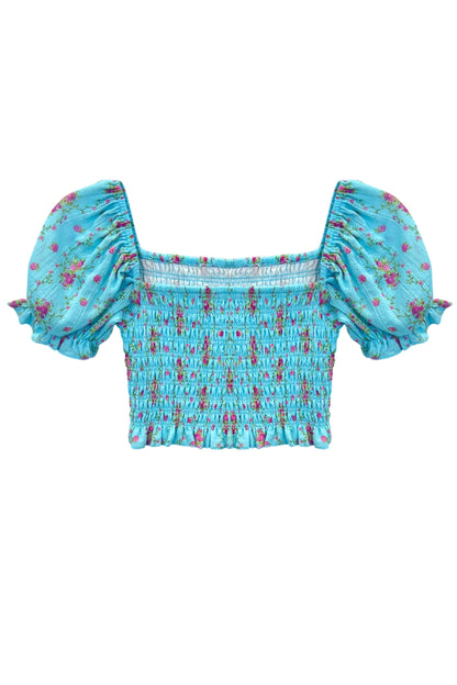 JUNIOR MARLEE PUFF SLEEVE PRINT TOP - FINAL SALE