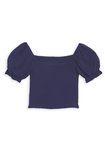 JUNIOR MARLEE PUFF SLEEVE SOLID TOP
