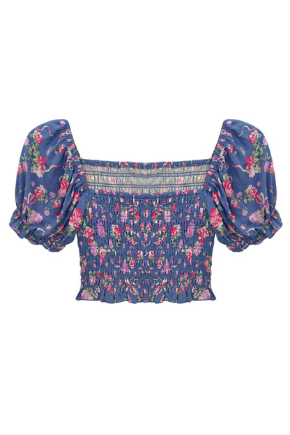 JUNIOR MARLEE PUFF SLEEVE PRINT TOP - FINAL SALE