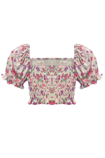 JUNIOR MARLEE PUFF SLEEVE PRINT TOP - FINAL SALE